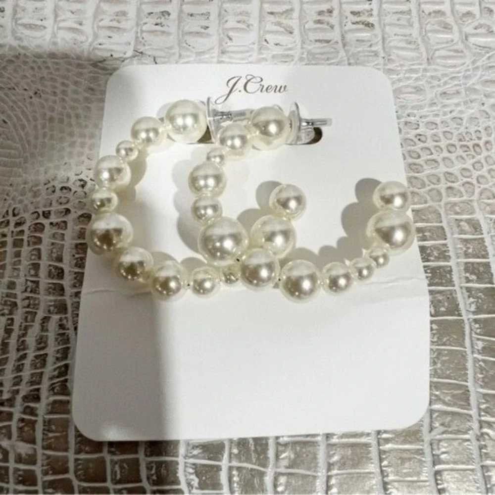 J. Crew‎ Women's Mixed Pearl Hoop Earrings